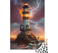 Faro tormenta Escena 1000 Piezas Papel Ecológico Paquete De Rompecabezas para Adultos Niños Divertido Y Desafiante Juego 38x26cm/1000pcs