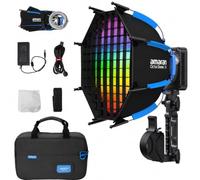 Faro Video LED RGB a Colori Amaran Ray 60c, 60W, compatto, con attacco Bowens, Temperatura Colore CCT 1.800K-20.000K, controllo tramite App, con softbox Octa Dome 30 per fotografia.