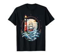 Faro y velero en ilustración náutica Detallada Camiseta