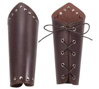 Faroby 2 Piezas Brazaletes de Cuero, Traje Medieval Retro Hombres Brazaletes con Hebilla de Cuero Muñequera Caballero Renacimiento Protectores de Brazo para Accesorios Renacentistas Cosplay