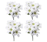 Faroby Arbustos Artificiales de Flor de Pascua, 7 Cabezas, Flores navideñas de Seda, Ramo de Flor de Pascua para Navidad, Blanco, 4 Piezas