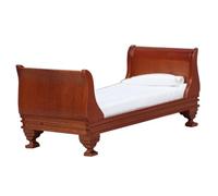 Faroby Cama para casa de muñecas, Escala 1:12, Cama Individual Vintage para muñecas, Muebles de casa de de Madera de 6x3x3 Pulgadas, miniaturas de Color café amigables para Bricolaje