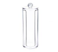 Faroby Contenedor dispensador de soporte de almohadilla de algodón, organizador de maquillaje de plástico de almacenamiento cosmético redondo para mujeres