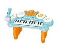 Faroby DJ Table Baby, Juguetes Musicales para bebés, Piano electrónico para niños pequeños con micrófono Giratorio y Altavoces duales para niños y niñas, Azul, Mesa de DJ para pequeños