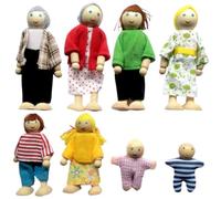 Faroby Dollhouse People Juego Completo de muñecas Familiares de Madera con extremidades móviles, Juegos de rol, decoración Interior, Familia de 8