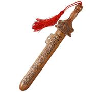 Faroby Espada de Madera Tallada a Mano, Espada China de Madera de melocotón para niños con Juguete Decorativo con Borla, 7, 1 Pulgadas