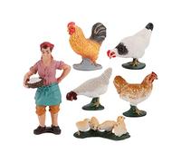 Faroby Figuras de Modelo de Granja, Juguete, 6 uds., Juego de colección de figuritas de Pollo de Granjero
