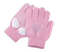 Faroby Guantes de Patinaje sobre Hielo para niños, Guantes de Patinaje artístico de Punto Grueso Antideslizantes con Copos de Nieve de Diamantes de imitación, M