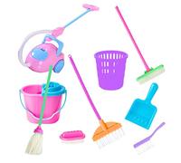 Faroby Herramientas de Limpieza para casa de muñecas, fregona en Miniatura, recogedor, Cubo, Cepillo, Accesorios para casa de muñecas, 9 Uds.