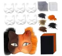 Faroby Kit de máscara Therian, Kit de máscara de Gato en Blanco de Papel DIY con Tela de Fieltro de Malla de Tira Peluda para Disfraz de Cosplay de Fiesta de Disfraces