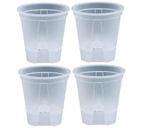 Faroby Maceta de autorriego, 4 macetas de plástico Transparente para orquídeas con Bandeja de chasis Absorbente, Agujeros Transpirables