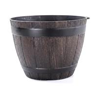 Faroby Macetero de Barril, 1 Paquete de macetero de Barril de Whisky, Maceta de plástico rústico con Agujeros de Drenaje, Maceta Interior/Exterior, Anillo de 7, 6 Pulgadas (Agujero Abierto), Whisky