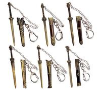 Faroby Mini llavero de espada, 6 uds., espada de Metal detallada exquisita de 3, 5 pulgadas con vaina, llavero para bolso