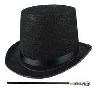 Faroby Sombrero de copa para disfraz de Halloween, sombrero de copa con bastón negro, accesorio para disfraz para hombre y mujer, de mago