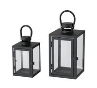 Boltze Arana 2028122 - Farol (luz Negra, Hierro y Cristal Transparente, Fuente de luz Cuadrada, 2 Piezas)