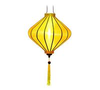 Farol asiático de Hoi an en seda amarillo T - Diámetro 35 cm - Artesanía de Vietnam (Ref. T20-J)