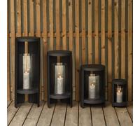 Farol AYTM Ora, negro, altura 28,2 cm, vidrio, aluminio