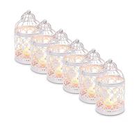 Farol Colgante de Jaula de pájaros, 6 Piezas de portavelas de Metal pequeño, Vintage, Decorativo, para Colgar Velas, centros de Mesa para Boda, Halloween, Navidad, decoración de Mesa