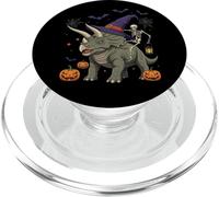 Farol con Forma de Triceratops de Halloween con Cuernos embrujados, Skeleton Rider PopSockets PopGrip para MagSafe