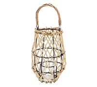 Farol de bambú con Inserto de Metal/pequeño/con portavelas/Natural/L/B/H 22 x 14 x 22 cm