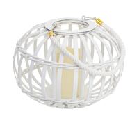 Farol de bambú y madera con vela a pilas