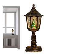 Farol de bola de nieve de vacaciones - Luz de tormenta de brillo de 20,3 cm, decoración electrónica sin agua, iluminación LED blanca cálida | Mesa de chimenea de Navidad, pantalla de porche, interior