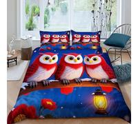 Farol de búhos Funda Nordica Algodon 3 Piezas con Impresión En 3D Winter Snowy Birds con Funda Almohada King（220x240cm） Microfibra Juego De Cama para para Adultos Y Niñas