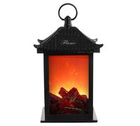 Farol de chimenea - ABS PP pequeño 11,6 x 11,6 x 18 cm mediano 16,1 16,1 26 cm | Lámpara LED sin llama, funciona con pilas, linterna de fuego realista, para de cumpleaños, festival, H