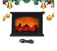 Farol de chimenea - PP 28 x 12 x 20,3 cm | Lámpara de chimenea | Lámpara de fuego LED sin llama | Funciona con pilas | Luz de mesa decorativa sin llama para decoración del hogar, iluminación ambiental