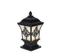 Farol de columna cuadrado de bronce creativo, tradicional, E27, resistente al agua, para puerta de villa, jardín, barandilla, terraza, balcón, piedra, exterior, para patio, paisaje (negro, altura: 38