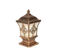 Farol de columna cuadrado de bronce, estilo tradicional, E27, resistente al agua, para puerta de villa, barandilla de jardín, terraza, balcón, de piedra, para exteriores, patio, paisaje (altura del b