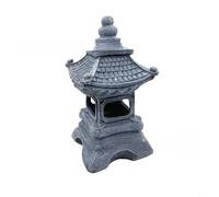 Farol de estatua de jardín de pagoda japonesa alimentado por energía solar, adorno de resina para patio zen al aire libre con detalles de musgo, decoración de paisaje resistente a la intemperie