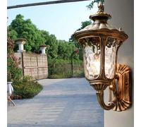Farol de Exterior con Pantalla de Cristal Ondulado, Resistente a la Lluvia, para Patio, Porche, Garaje, Puerta, Bronce, pequeño (Bronce L)
