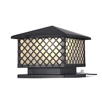 Farol de exterior cuadrado creativo, tradicional, de aluminio negro y vidrio E27, estilo rústico, con bolardo, brillante, para puerta de patio, valla e iluminación circundante (vidrio, 30 x 30 x 26 c