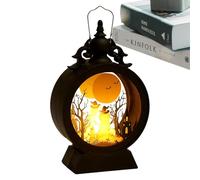 Farol de Halloween - Farol de calabaza LED vintage gótico decorativo | Farol de vela de Halloween con mango, pequeña linterna gótica con transparente, linterna de literas portátil para