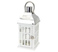 Farol de madera con metal techo 32 x 15 x 15 cm Jardín Farol Madera Luz con asa estructura de madera con ventanas de cristal vela para jardín)