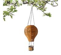 Farol de ratán - Linterna solar | Candelabro solar | Diseño de globo aerostático resistente a la intemperie, lámpara brillante moderna, iluminación colgante para porche, jardín, cenador, terraza