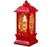 Farol de vela drativa de año nuevo chino, 1 pieza, luz nocturna roja llena de agua con brillo cálido, diseño de Dios de la riqueza, exhibición festiva para el hogar y al aire libre (D)
