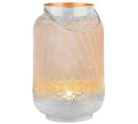 Farol De Vela Marrakesch Oriente Blanco De Metal 32cm Decoración Mesa Jardín