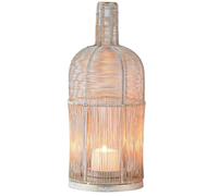 Farol De Vela Marrakesch Oriente Blanco De Metal 32cm Decoración Mesa Jardín