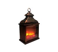 Farol decorativo efecto fuego, portátil, a pilas (no incluidas), ideal para ambientar espacios y decorar interiores y exteriores.
