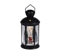 Farol decorativo navideño con escena interior y led blanco cálido 21,5x21,5x43cm