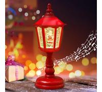 Farol decorativo navideño, farol con bola de nieve navideña con música, decoración navideña, farol navideño vintage con bola de nieve brillante, luz nocturna, USB y funciona con pilas para chimeneas