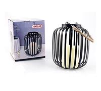 Farol Decorativo Negro con Vela Que Funciona con Pilas