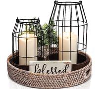 Farol Decorativo rústico de Granja - Faroles Decorativos Elegantes para tu Sala de Estar, Chimenea o Mesa de Comedor de Cocina - Belleza Moderna de Lujo para Todo tu hogar