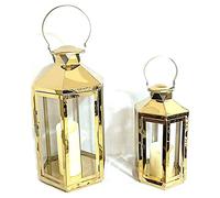 Farol DKD Home Decor Cristal Dorado Acero (24 x 21 x 46 cm) (2 pcs)