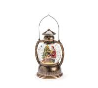 Farol LED Konstsmide 3497-000 con forma de bola de Papá Noel, con temporizador de 5 horas, lleno de agua, blanco cálido, funciona con pilas, interior, escena de Papá Noel, diámetro 12,7 cm
