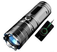 Farol LED P70 con lente de zoom para camping y senderismo, 3000 lm, carga rápida USB-C, carcasa de aluminio, indicador de batería en tiempo real, resistente al agua IPX4(C)