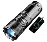Farol LED P70 con lente de zoom para camping y senderismo, 3000 lm, carga rápida USB-C, carcasa de aluminio, indicador de batería en tiempo real, resistente al agua IPX4(D)