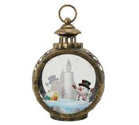 Farol Navideño Decorativo Vintage, Linterna con Vela LED Parpadeante sin Llama, Muñeco de Nieve Grande en Bronce - Ambiente, Material PP, Decoración para Hogar y Fiesta (Muñeco de Nieve)